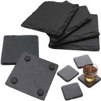 Sous-verres en ardoise en vrac, sous-verres en pierre naturelle, sous-verres en ardoise noire en vrac, sous-verres carrés en pierre d'ardoise pour bar, cuisine, maison