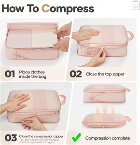 Set di Cubi di Compressione per Essenziali da Viaggio, Borse <span class=keywords><strong>Organizer</strong></span> Espandibili e Comprimibili per Valigie e Abbigliamento - Product Image 4