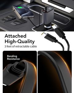 Caricabatterie Auto 4 in 1 Rapido 65W con Cavo Retrattile <span class=keywords><strong>USB</strong></span> TYPE-C e Display LED per <span class=keywords><strong>iPhone</strong></span> 15/16/HUAWEI - Product Image 5