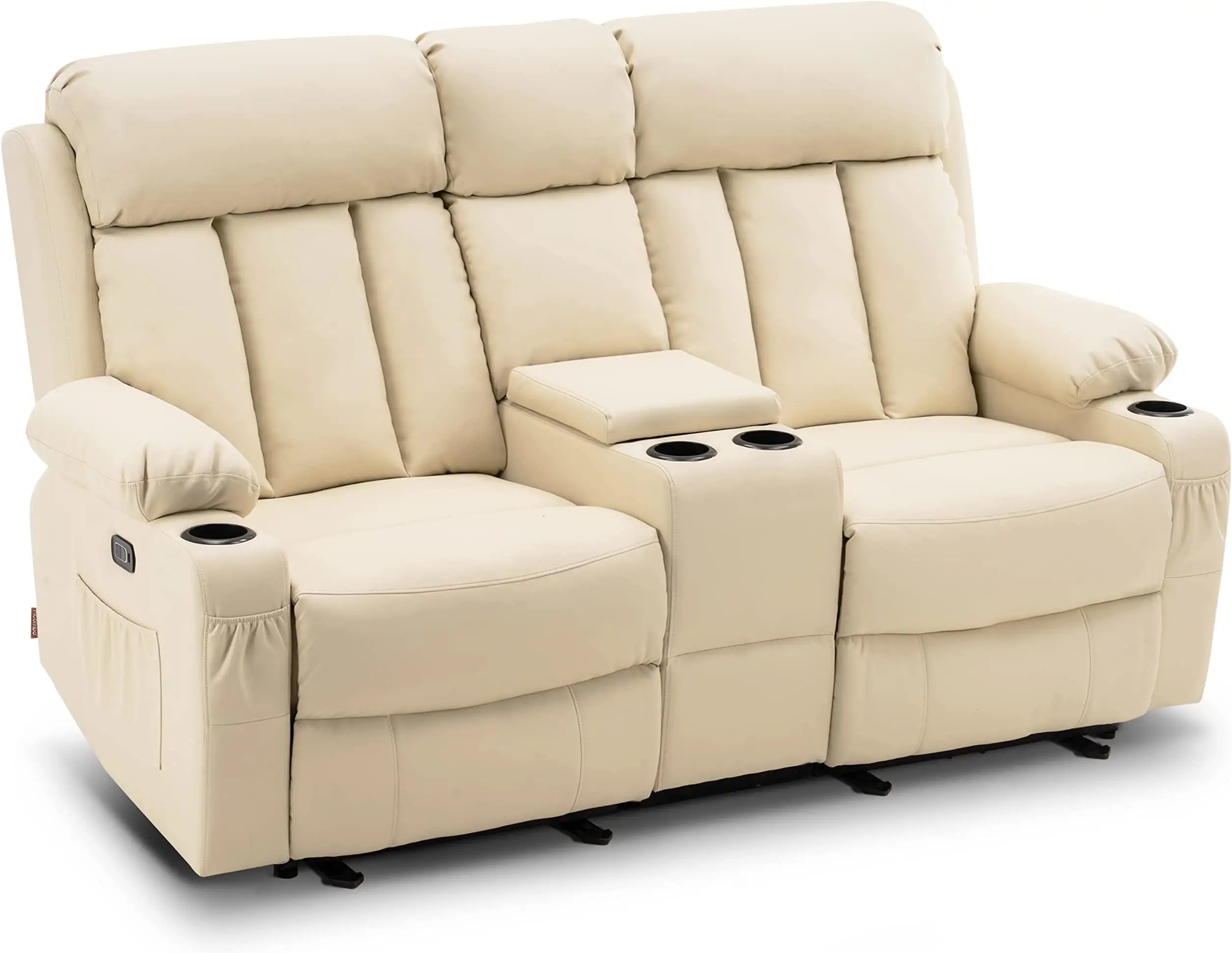 Multi-functional fabric sofa living room Small flat straight cream air three-seat electric first class space capsule