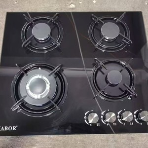 Estufa de gas Kabor de 36 pulgadas con panel de cristal negro, cuatro quemadores, empotrable para uso doméstico - Product Image 1