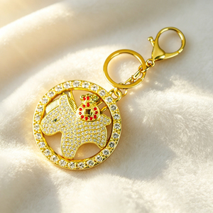 Fashion Alloy Rhinestone Rotatable Horse Keychain 62mm Round <b>Key</b> <b>Ring</b> Money <b>Bag</b> <b>Key</b> Pendant <b>Key</b> Holder for Handbag Ornament - Product Image 2