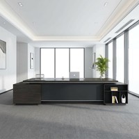 Bureau de direction moderne en MDF E1, table de patron importée, finition de luxe, bureau de direction en forme de L, mobilier de bureau de luxe pour PDG