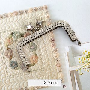 Cabeza de cuentas de estrella Pentagonal, 8,5 CM, <span class=keywords><strong>10</strong></span>,5 CM, grano cuadrado a cuadros con cierre de agujero, marco de monedero, material artesanal, accesorios de bolsa - Product Image 2