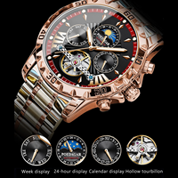NOUVELLES MONTRES POEDAGAR 1410 pour homme, montre automatique pour homme, acier inoxydable, lumineuse, étanche, mécanique