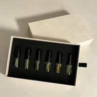 Boîte d'échantillons personnalisée avec logo en relief pour 6 flacons, pour coffret découverte de 2/3/5 parfums ou huiles essentielles, avec insert en mousse et emballage en papier