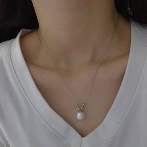 Collar de Perlas de Agua Dulce Naturales, Lujoso y Brillante, con Cierre Universal, Colgante Redondo, Cadena para Clavícula, para Mujer - Product Image 4