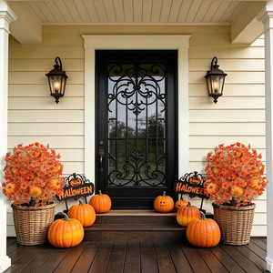 Mayorista: Arbusto artificial de simulación de tacto real, bola de flores naranja de otoño, <span class=keywords><strong>para</strong></span> exterior, balcón, jardinera, patio y paisajismo - Product Image 4
