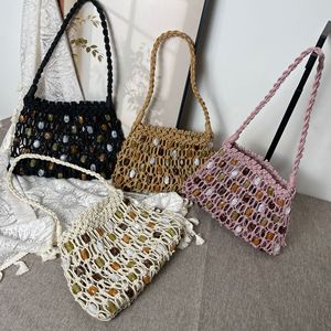 Bolso <span class=keywords><strong>de</strong></span> Mano para Mujer Beaufy, Nuevo y Moderno, <span class=keywords><strong>Diseño</strong></span> Tejido con Cuentas, Cuadrado, sin Asas, con Forro <span class=keywords><strong>de</strong></span> Cuero Genuino y Gran Capacidad - Product Image 6