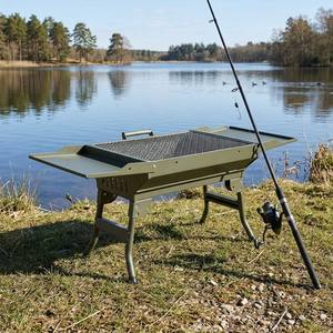 Barbecue au <span class=keywords><strong>charbon</strong></span> de bois vert pliable à pieds hauts, portable, pour table, avec deux étagères latérales pour la préparation, idéal pour <span class=keywords><strong>le</strong></span> camping - Product Image 5