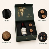 Boîte cadeau personnalisée haut de gamme pour bouchons de vin, emballage rigide avec dorure à chaud, matériaux recyclés écologiques, ensemble de bouchons en bois faits à la main