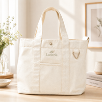 Sac fourre-tout carré en toile de 16 oz de haute qualité avec logo brodé personnalisé, poignées en toile, durable, à soufflets moyens, pour le shopping