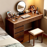 Table basse moderne en bois de 120 cm avec tiroirs et miroir éclairé, construction durable et écologique pour chambre à coucher et salon de beauté ChuanJing