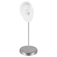 Présentoir à faible coût pour modèles d'oreilles en silicone avec base métallique argentée, support d'affichage pour boucles d'oreilles, accessoires d'oreille, modèle d'oreille pour piercing