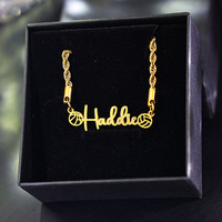 Collier en acier inoxydable avec pendentif prénom, chaîne à maillons corde style Hip Hop, bijou mignon pour femme, vente en gros