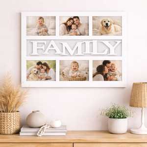 Cadre photo mural blanc avec inscription familiale pour 6 photos 10x15 cm, cadres en verre - Product Image 6