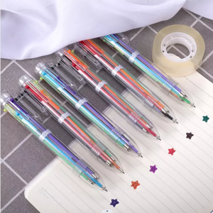 Promotion exceptionnelle : Stylo rétractable en plastique multicolore 6 en 1, le moins cher, avec impression de logo personnalisé, pour enfants, fabriqué par des fabricants. - Product Image 4