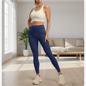 Ensemble de sport 2 pièces uni pour femme, respirant, séchage rapide, soutien-gorge de sport taille haute et leggings sans couture sur le devant pour la gym et le fitness - Product Image 3