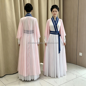 Costume da Danza Classica Cinese in Chiffon Rosa Stile Hanfu per Donne, Abbigliamento per Spettacoli e Allenamento di <span class=keywords><strong>Ritmo</strong></span> Corporeo per Esibizioni di Gruppo - Product Image 4