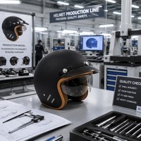 Casque de moto rétro ouvert 3/4, visière double vintage, pare-soleil, casque de moto en ABS léger pour hommes et femmes