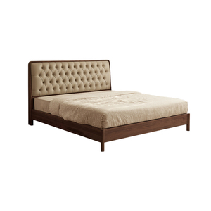 Fabrika Çıkışı Modern Minimalist Siyah Ceviz Ağacı King Boy Yatak İskandinav Japon Wabi Sabi Yumuşak Yatak Ana Yatak Odası Düğün Yatağı - Product Image 6