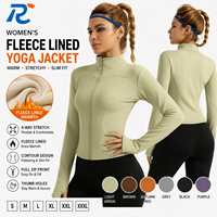 Veste de yoga en polaire pour femmes, taille XXL, doublée, fermeture éclair intégrale, col haut, extensible dans 4 directions, coupe ajustée, vêtements de sport pour la course à pied et l'entraînement