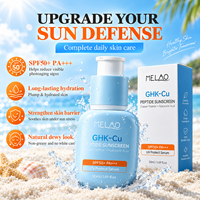 Crème solaire réparatrice et raffermissante à l'acide hyaluronique et au peptide de cuivre bleu GHK, marque privée, protection UV SPF 50, fabrication OEM personnalisée