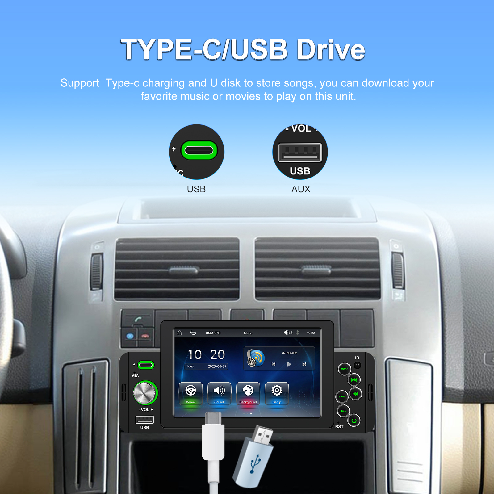 5インチ 1Din FMラジオ カープレーヤーCarPlay Bluetooth 【公式通販】