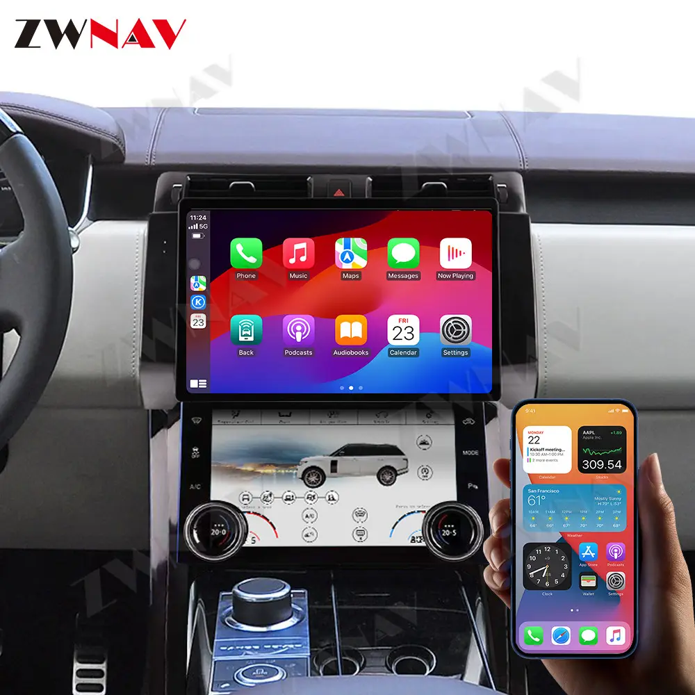 راديو سيارة ZWNAV بنظام أندرويد مع مشغل سيارة به نظام تحديد المواقع GPS للملاحة مناسب للاند روفر رينج روفر سبورت 2010-2013 نظام راديو سيارة متعدد الوسائط