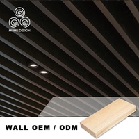 Panneau mural en bois à lattes 3D suspendu MUMU Easy Clean pour la décoration intérieure