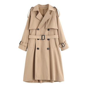 2023 Новое поступление хаки полиэстер ветровка куртка длинный плащ для женщин - Product Image 1