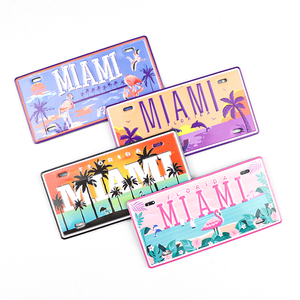 Venta al por mayor personalizado impreso aluminio metal Miami ciudad nombre coche matrícula recuerdo nevera imán - Product Image 4