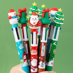 Stylo bille quatre couleurs de Noël, en plastique, à pression, encre multicolore, cadeau promotionnel pour étudiants - Product Image 1