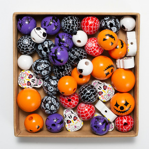 10 Piezas de Cuentas de Madera Natural de 20MM, Regalos de Halloween, Cuentas Sueltas Mixtas para Manualidades, Accesorios para Hacer Joyería SP191 - Product Image 1