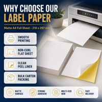 Étiquettes adhésives A4 non-déshydratantes, papier kraft brillant/semi-mat, imprimables au laser et à jet d'encre, personnalisables, autocollants pour boîtes