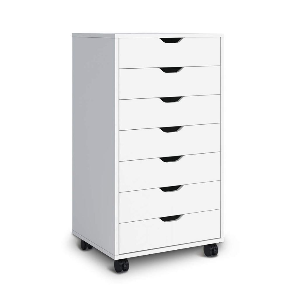 Лидер продаж, дешевый современный белый деревянный шкаф с 7 выдвижными ящиками, с универсальным колесом, мебель для гостиной, офиса, туалетный столик