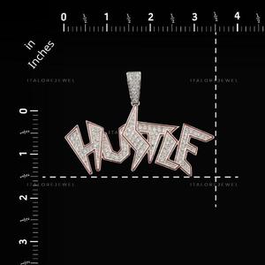 Pendentif HUSTLE avec base en argent 925 de qualité supérieure et embellissement en pierre de moissanite pour un style hip-hop tendance, bijoux à porter au quotidien - Product Image 6