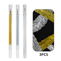 Lot de 3 stylos surligneurs artistiques non effaçables à encre gel or, argent et blanc de 0,5 mm pour étudiants, bricolage, croquis, graffiti et artisanat