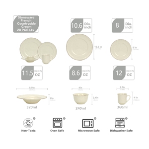 Wedding Decoration Creamy Elegant Round Ceramic Charger Plates 20pc <b>Dinnerware</b> Set Wedding Party Event <b>Dinnerware</b> Sets - Product Image 5