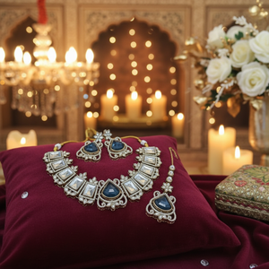 Traditional Ethnic <b>Gold</b> Plated Crystal Rhinestone Flower Shape Choker Necklace <b>Set</b> Earrings Maang Tikk Engagement Wedding Party - Product Image 3