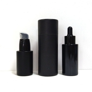Skin Care 20ml 30ml Black Frosted Glass Cosmetic Serum Dropper <b>Bottles</b> 50ml 100ml Lotion <b>Bottle</b> with Gold Pump Caps - Product Image 2