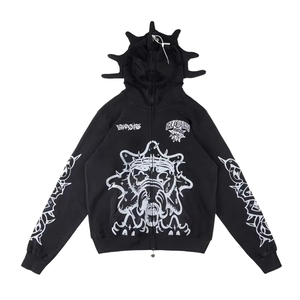 Sweat-shirt à capuche décontracté en coton 100% doublé pour l'hiver, brodé, tissé, dessin animé, marque privée Glo Gang Eroded - Product Image 1