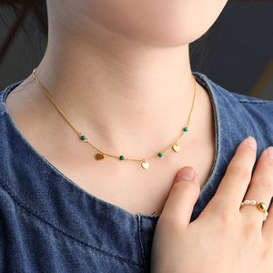 Collar de Joyería con Colgante de Corazón de Turquesa Natural, Chapado en Oro de 18k, Acero Inoxidable 316L, Resistente al Agua y al Deslustre, para Mujer - Product Image 2
