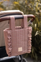 Ensemble de sacs de poussette en coton biologique personnalisé OEM Organisateur pour bébé matelassé avec fermeture à cordon, sangles à pression et mini pochette assortie