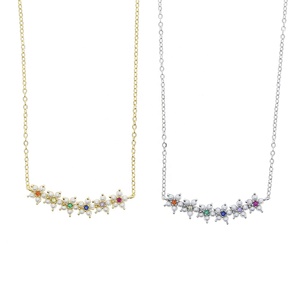 Promoción 2023, Nueva Joyería de Moda Primavera para Mujer, Collar con Micro Pavé Geométrico, Barra Curva, Perla Marina, Flor con Circonitas - Product Image 2