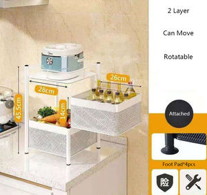 Groothandel Huishoudelijke Vierkante Draagbare Roterende Keukenplank Vrij Van Vloer Multi-Layer Groente Fruit Rek - Product Image 5