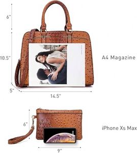 Conjunto de Bolso de Hombro y Cartera de Lujo para Mujer, Personalizado, con Asa Superior, 2 Piezas, Gran Capacidad, 3 Compartimentos, Hecho a Mano, Bolsos de Lujo - Product Image 2