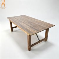 Table à manger en bois de style farmhouse pour banquet de mariage, rectangulaire, pour location événementielle