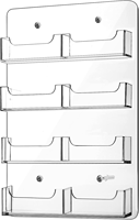 Présentoir mural en acrylique pour brochures pliantes, 8 poches, transparent, personnalisé, avec plastification brillante, épaisseur 3 mm