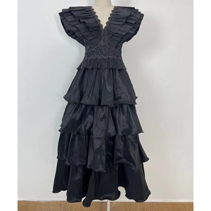 <span class=keywords><strong>Robe</strong></span> <span class=keywords><strong>longue</strong></span> <span class=keywords><strong>d</strong></span>'été pour femme, style luxe léger, nouvelle collection, col en V, manches volantées, brodée et à bords superposés - Product Image 3